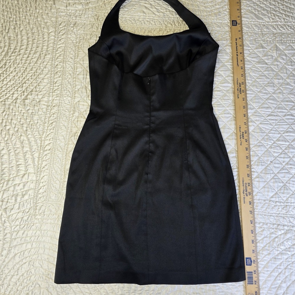 Vintage 90s Laundry Womens Black 8‎ Formal Halter Cocktail Party Dress Slit HOCO - Picture 7 of 15